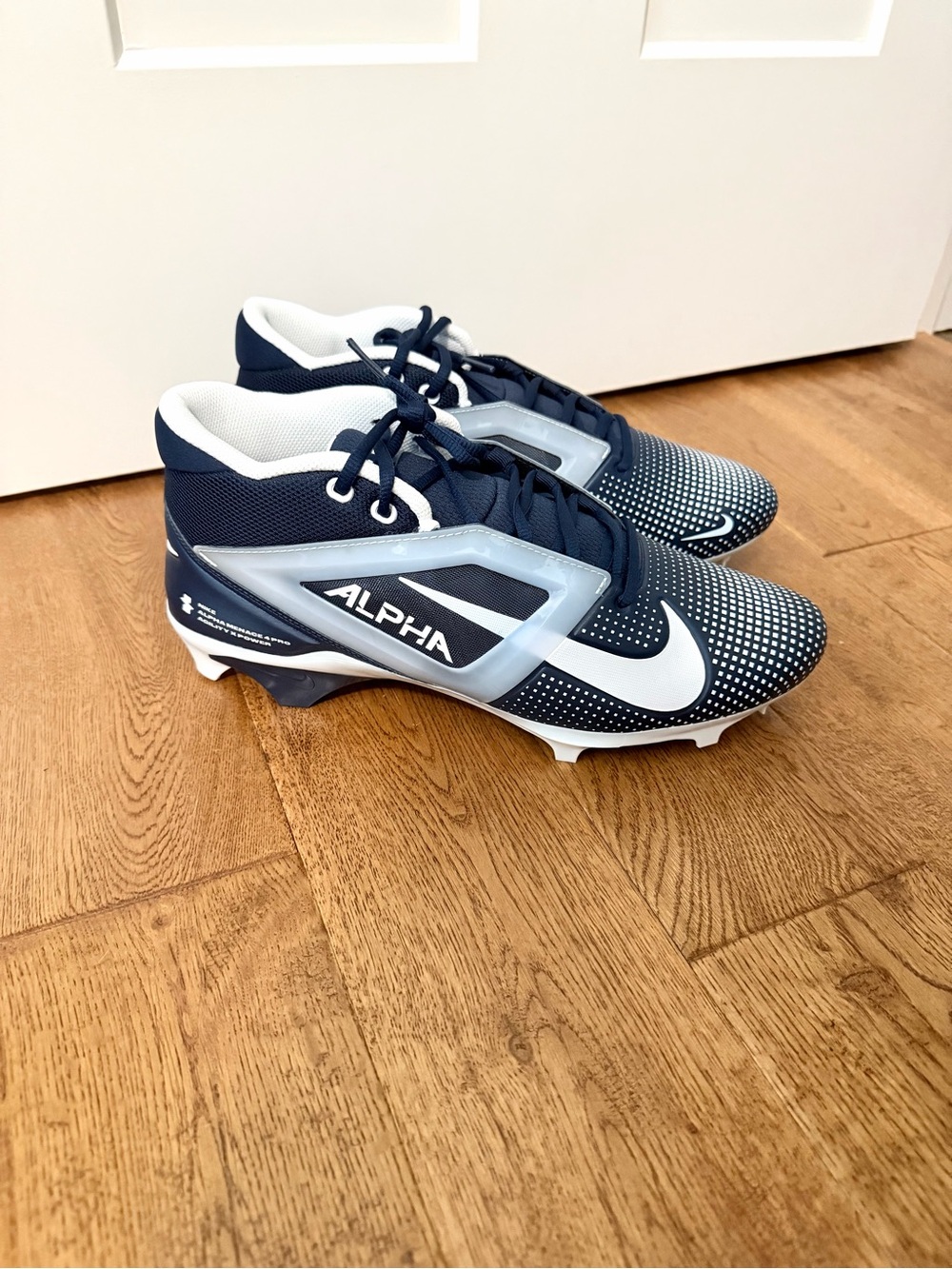 New Nike Alpha Menace Pro 4 Football Cleats Navy Blue Mens Size 12.5 FZ7702-400